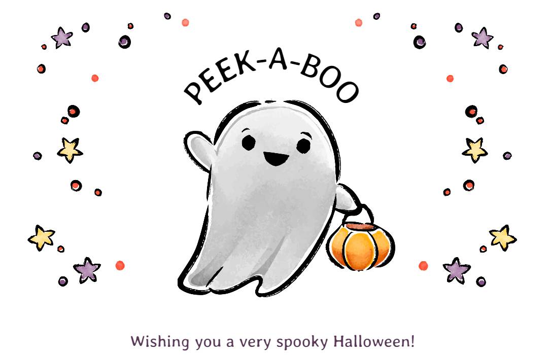 Cute cartoon ghost illustration of halloween