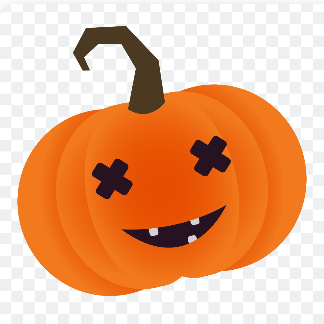 Cute cartoon halloween pumpkin with closed eyes