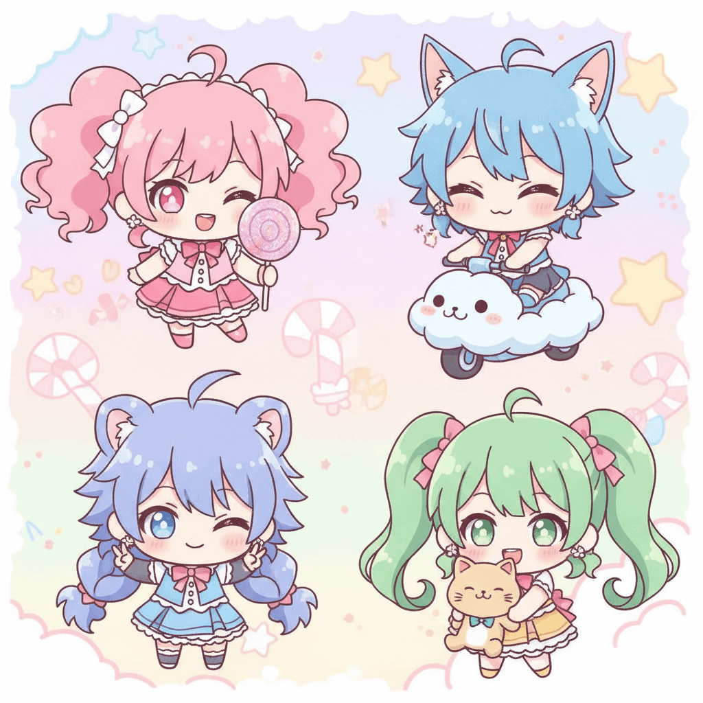 Cute chibi anime characters