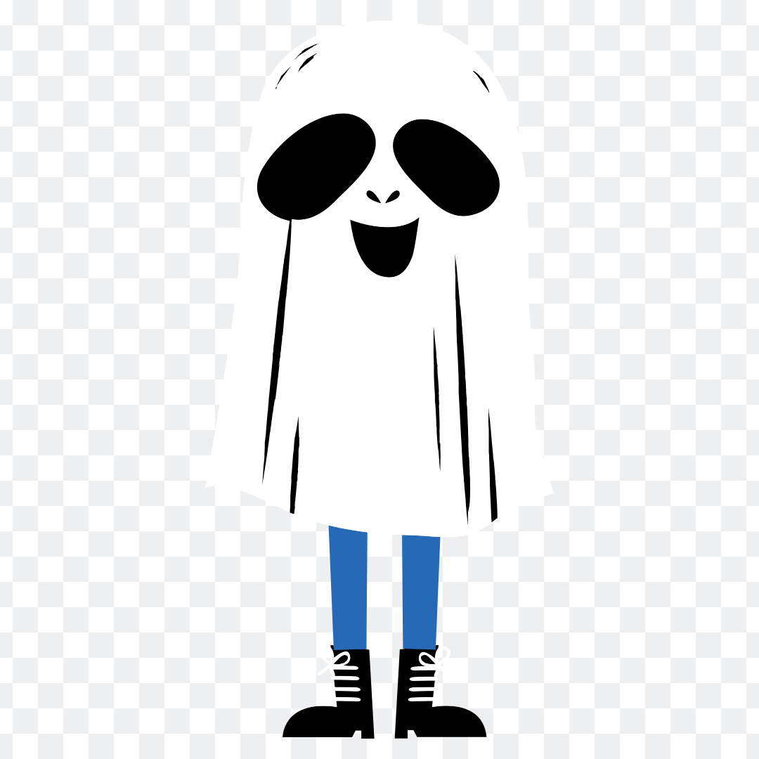 Cute ghost png wearing a blue pants