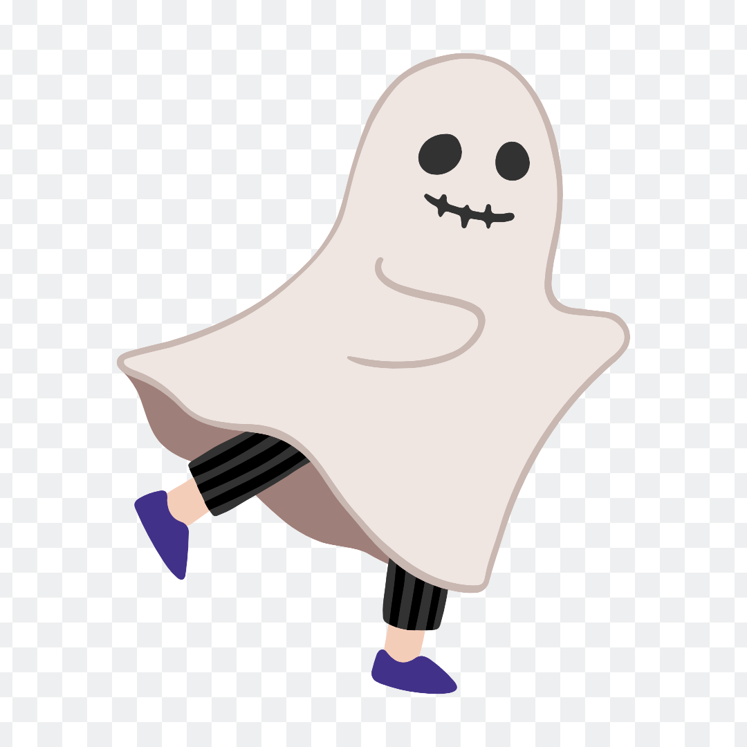 Cute ghost png with grey and black stripes
