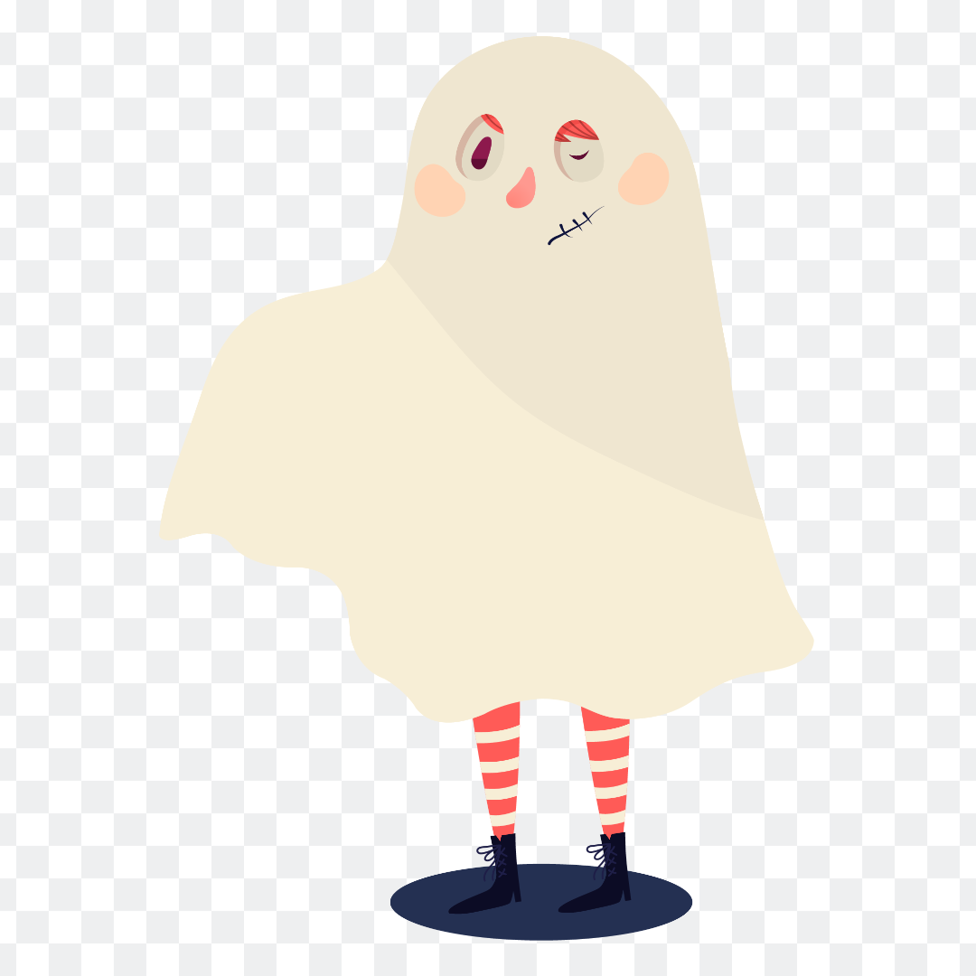 Cute ghost png with red stripes