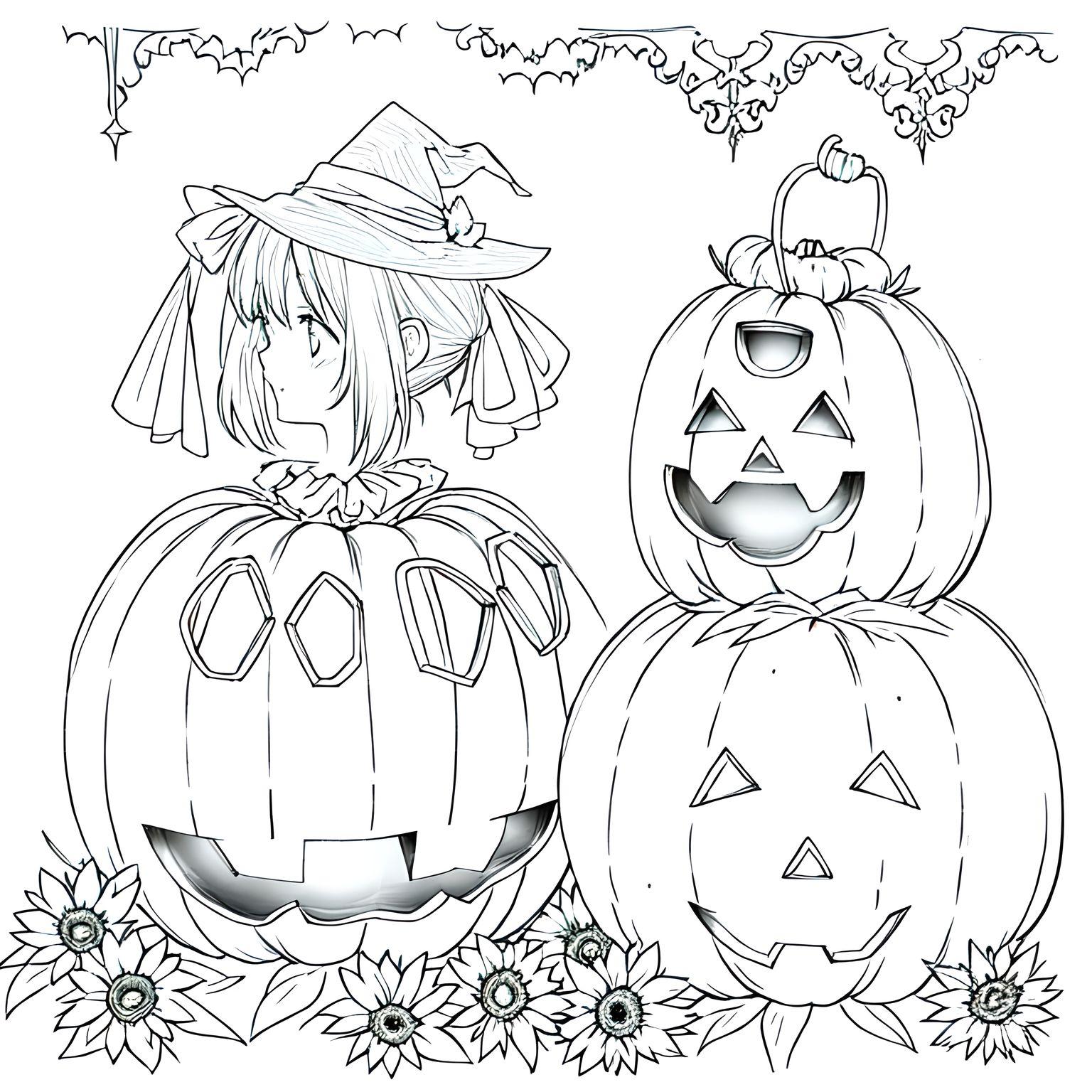 Cute happy halloween coloring page for kids