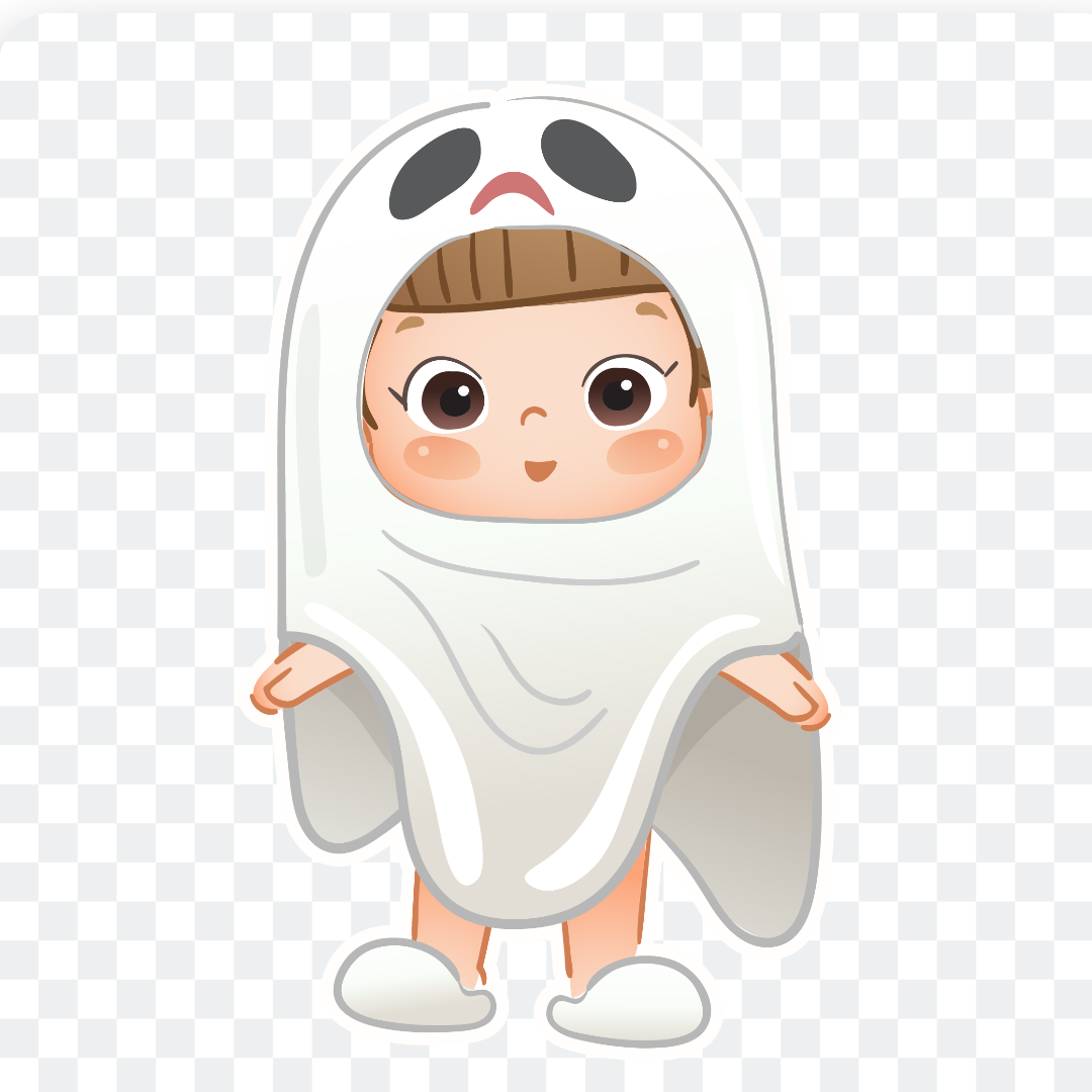 Cute little girl in halloween ghost costume