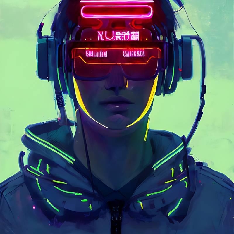 Avatar d'un garçon cyberpunk avec des lunettes légères