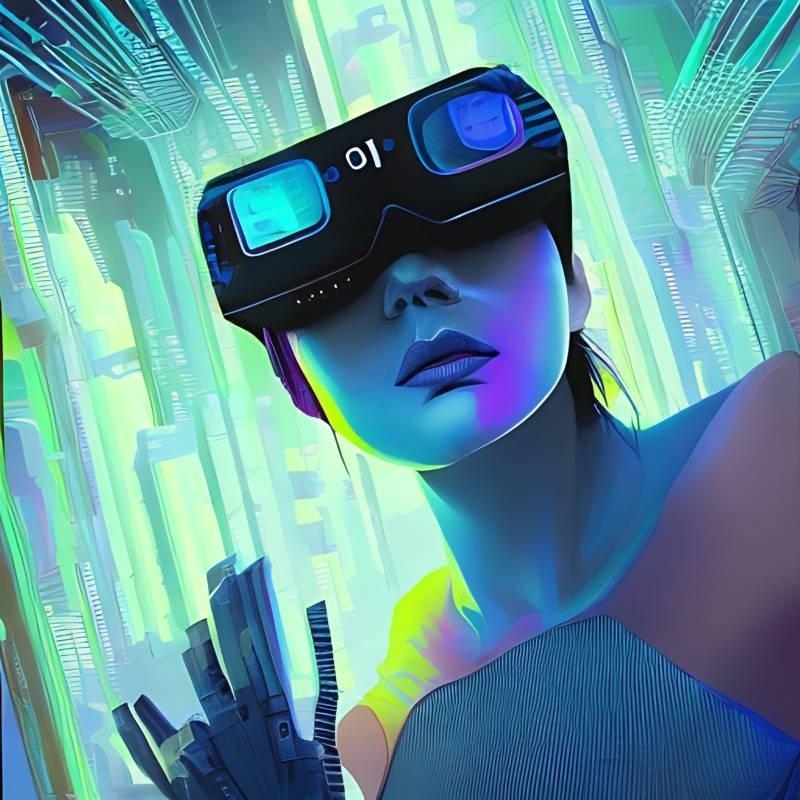 Avatar de femme cyberpunk avec lunettes