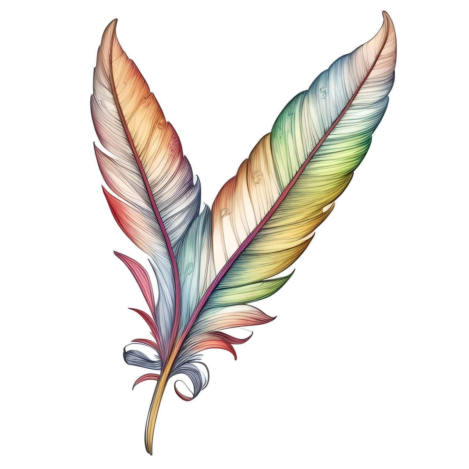 Feather tattoo with pure white background