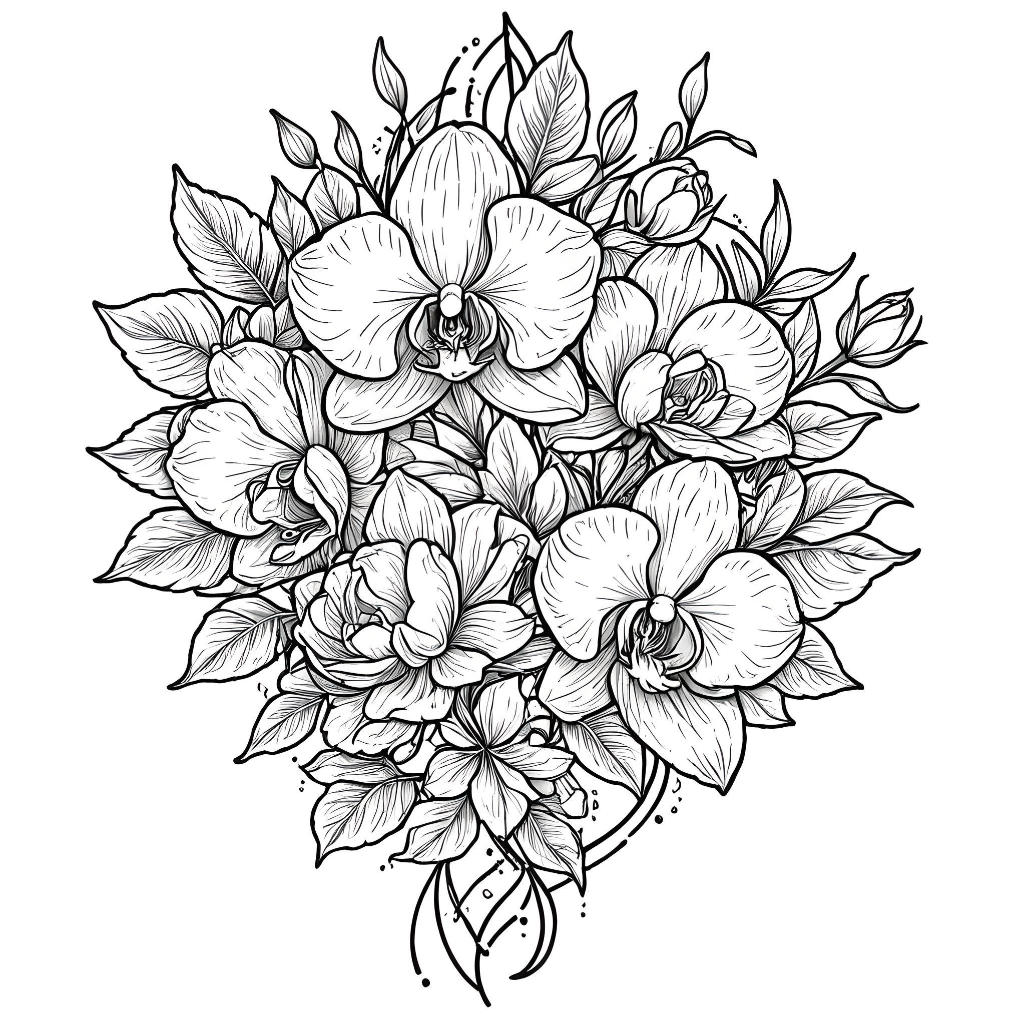 Flower tattoo in stetch style