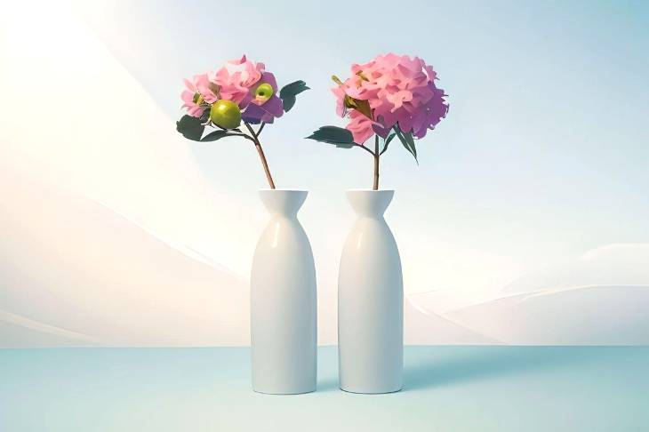 Bunga dalam vas dengan efek kartun