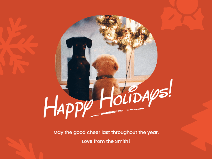 Digital Cute Christmas Card with Dogs