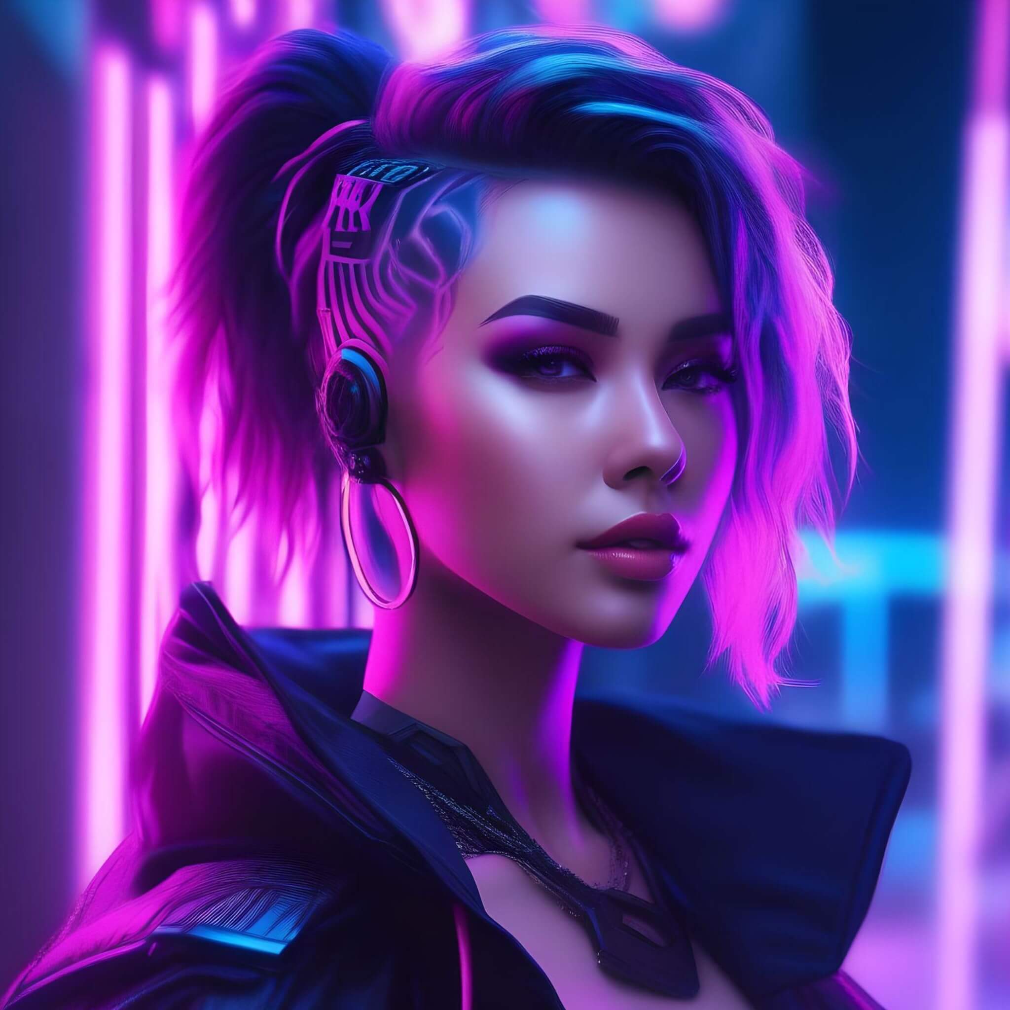 Générer un avatar IA cyberpunk d’un personnage féminin avec Fotor