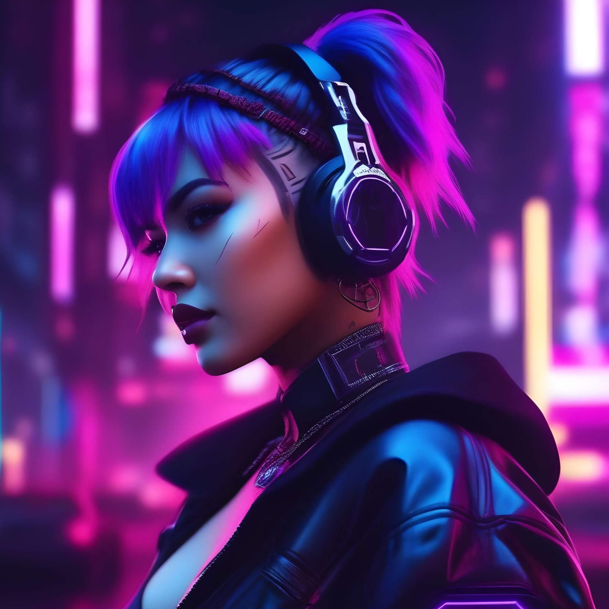 Générer un avatar IA cyberpunk d’une femme avec Fotor