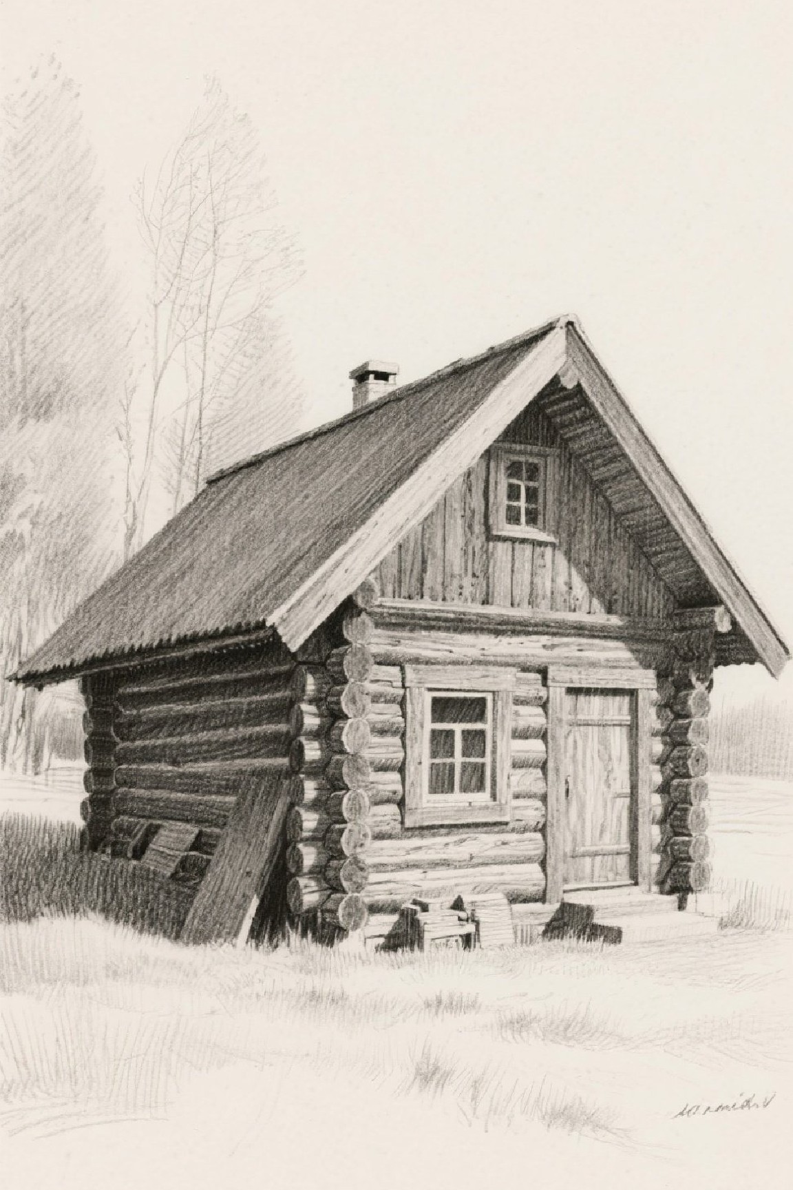 Generated wooden house sketch