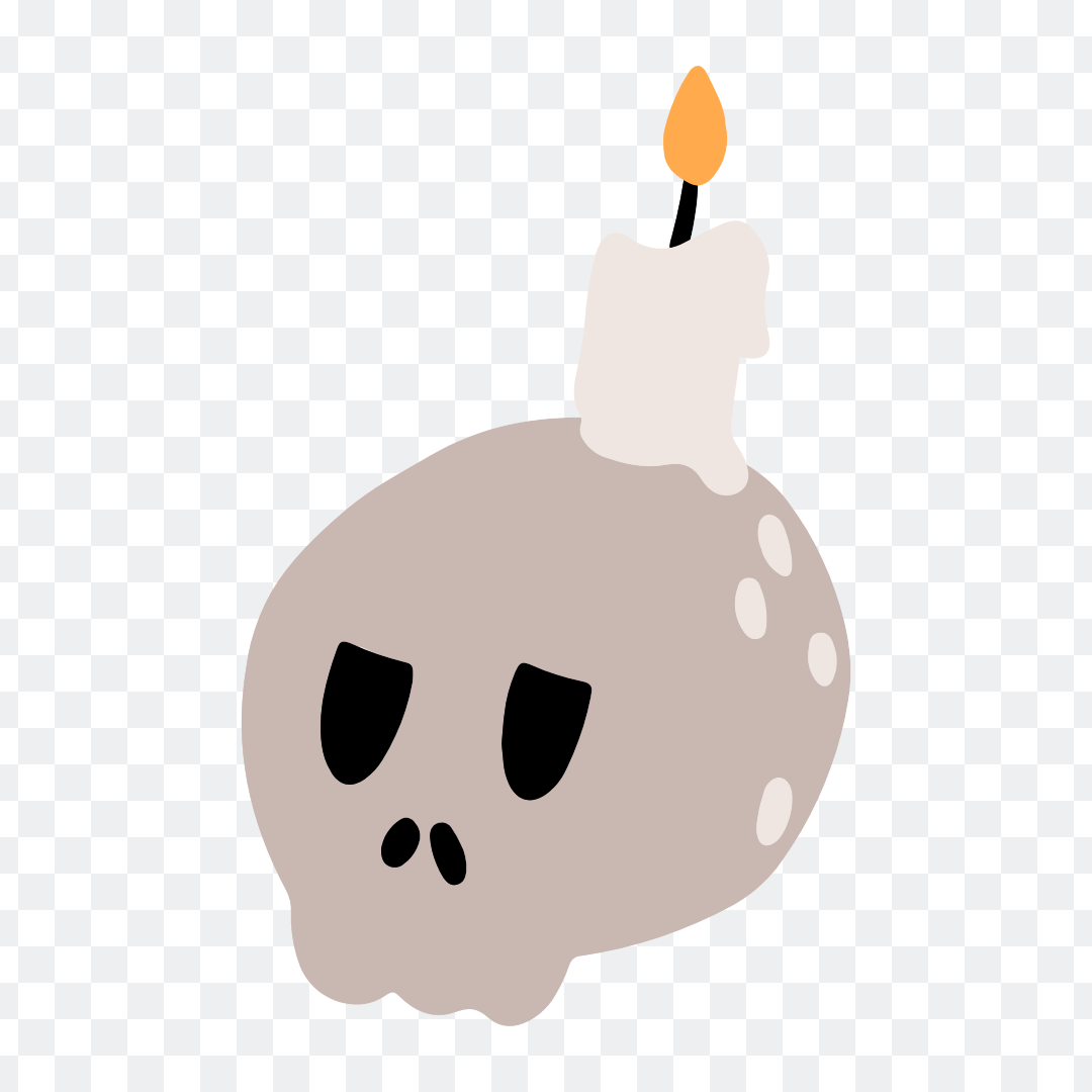 Grey skull ghost png with a caddle