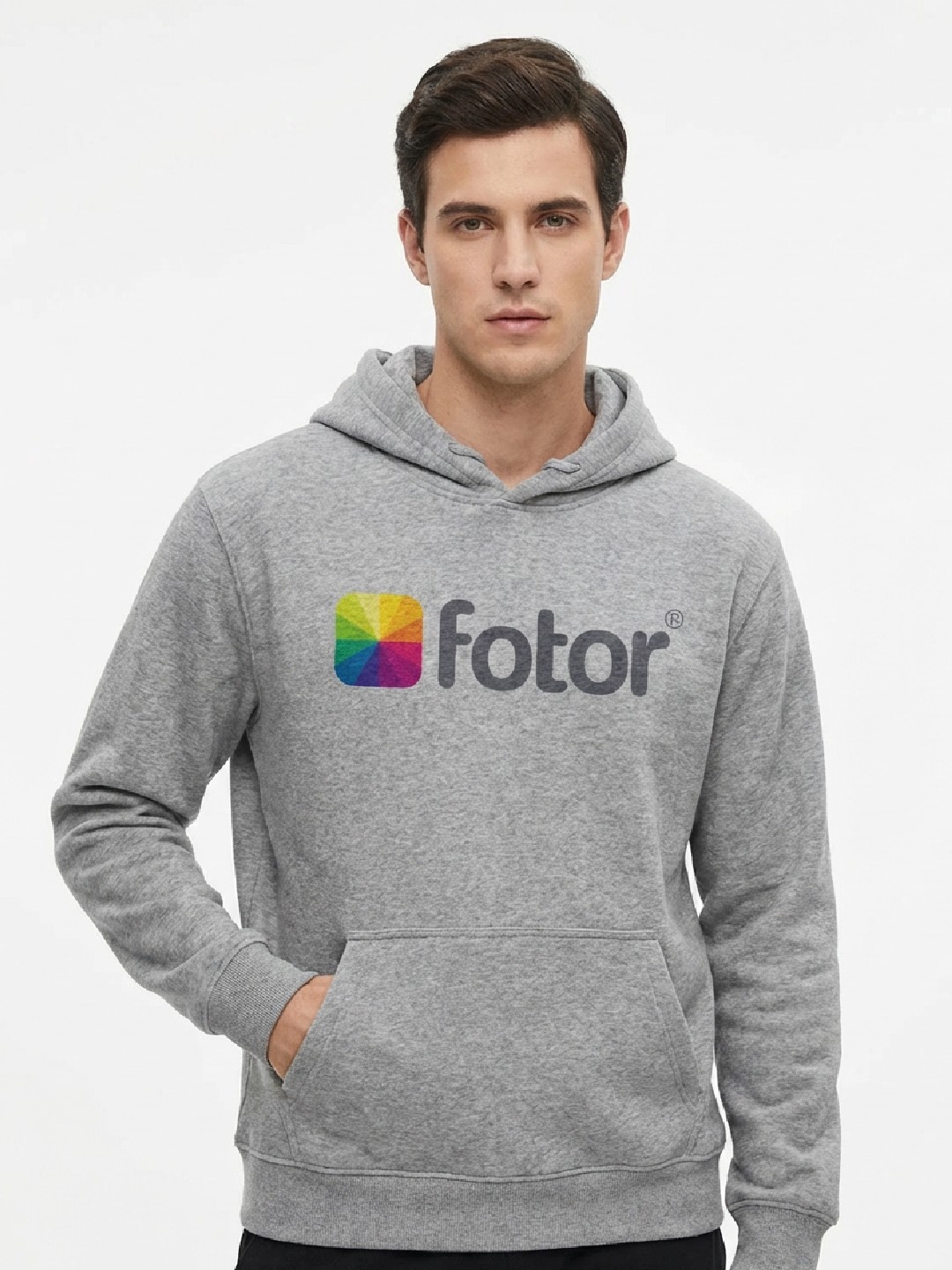 Heather-grauer Fleece-Hoodie