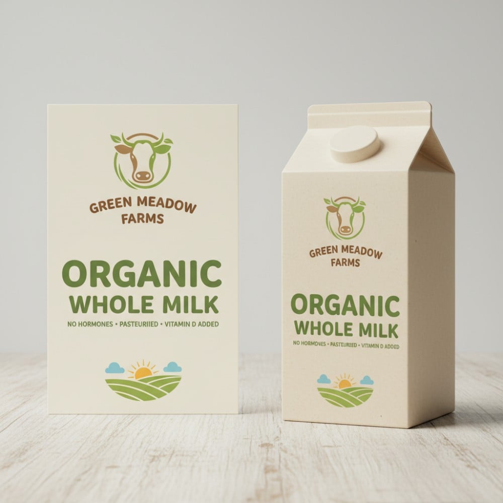 [Generate Similar Design] Organic Milk Carton Label