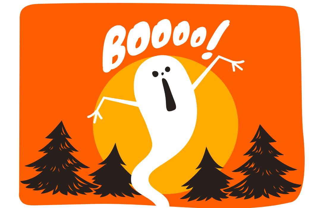 Orange little ghost illustration image for halloween