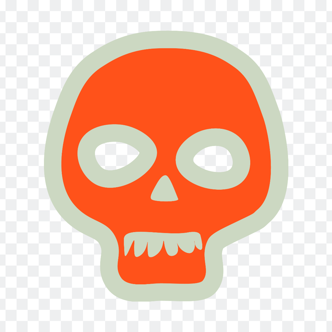 Orange skull ghost png