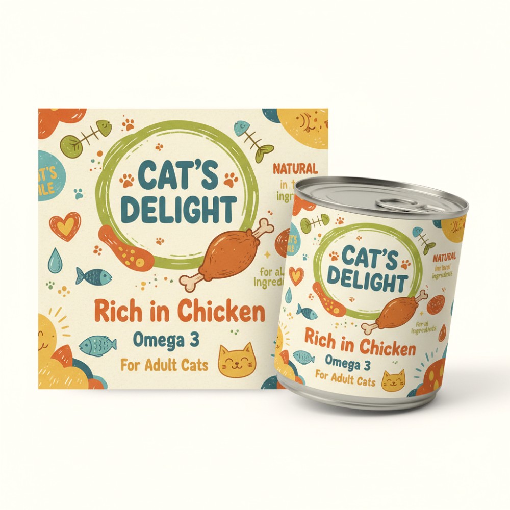 [Generate Similar Design] Illustrated Pet Food Can Label