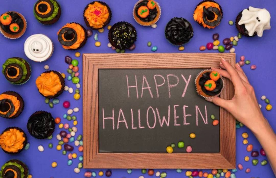 Purple happy halloween image