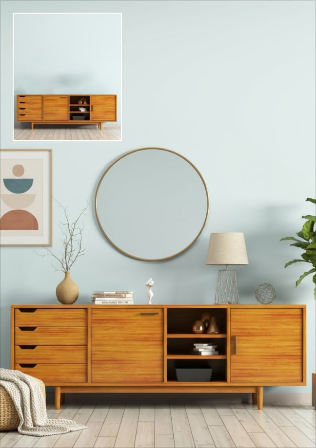 Put the wood sheelve into a realistic room