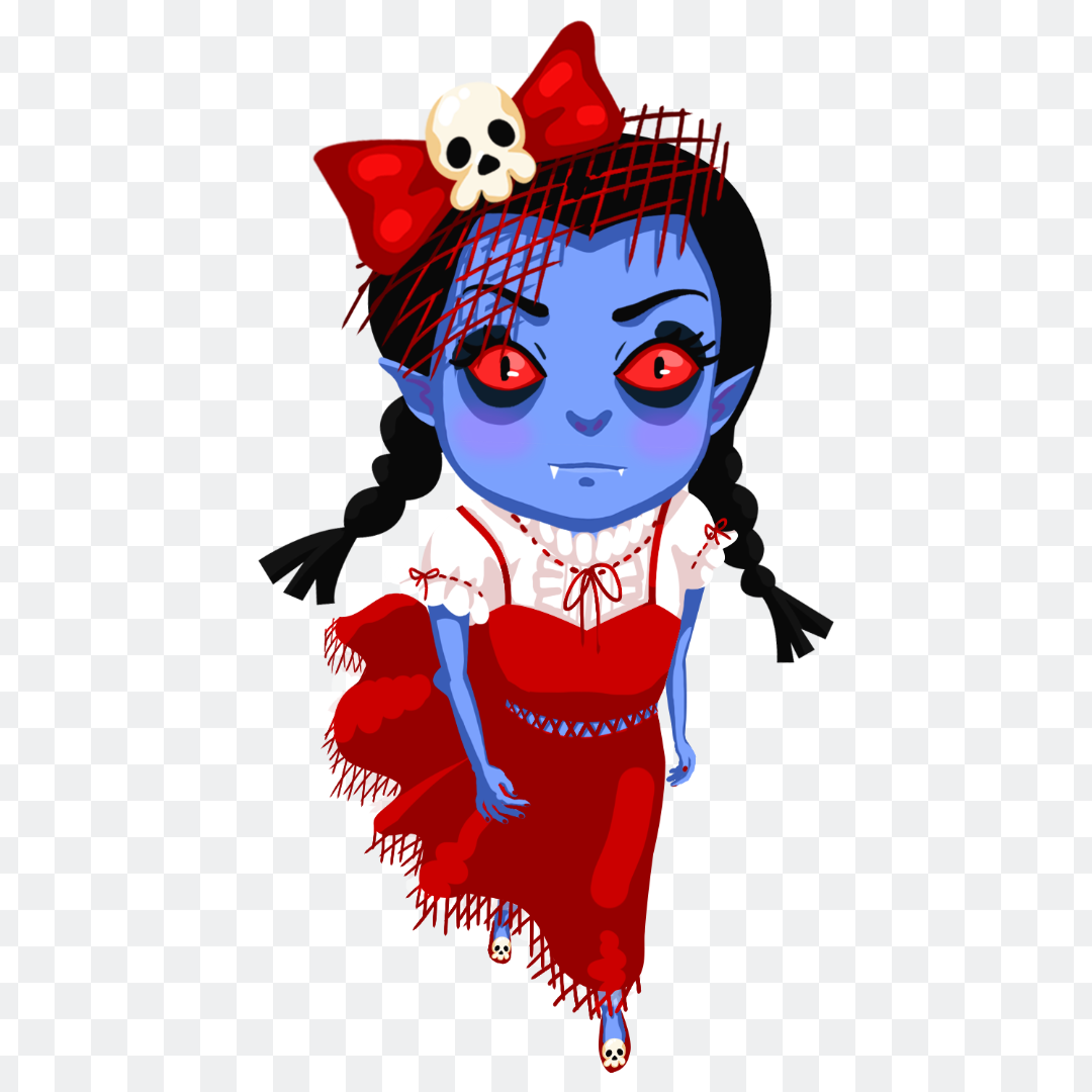 Red zombie girl ghost png