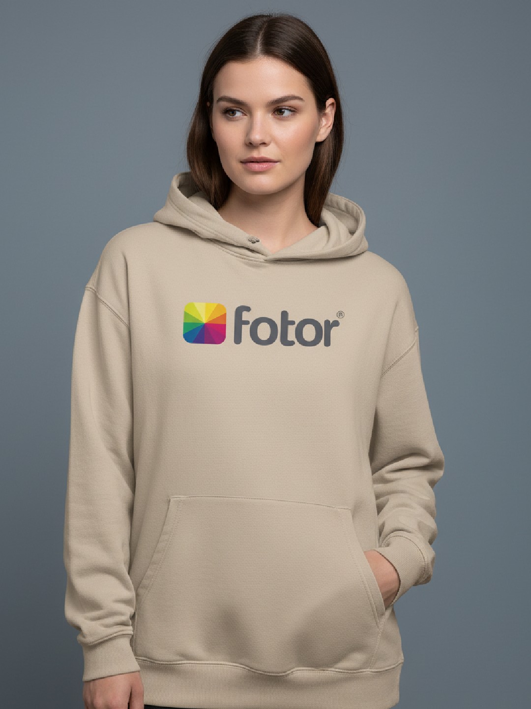 Sandbeige Freizeit-Hoodie