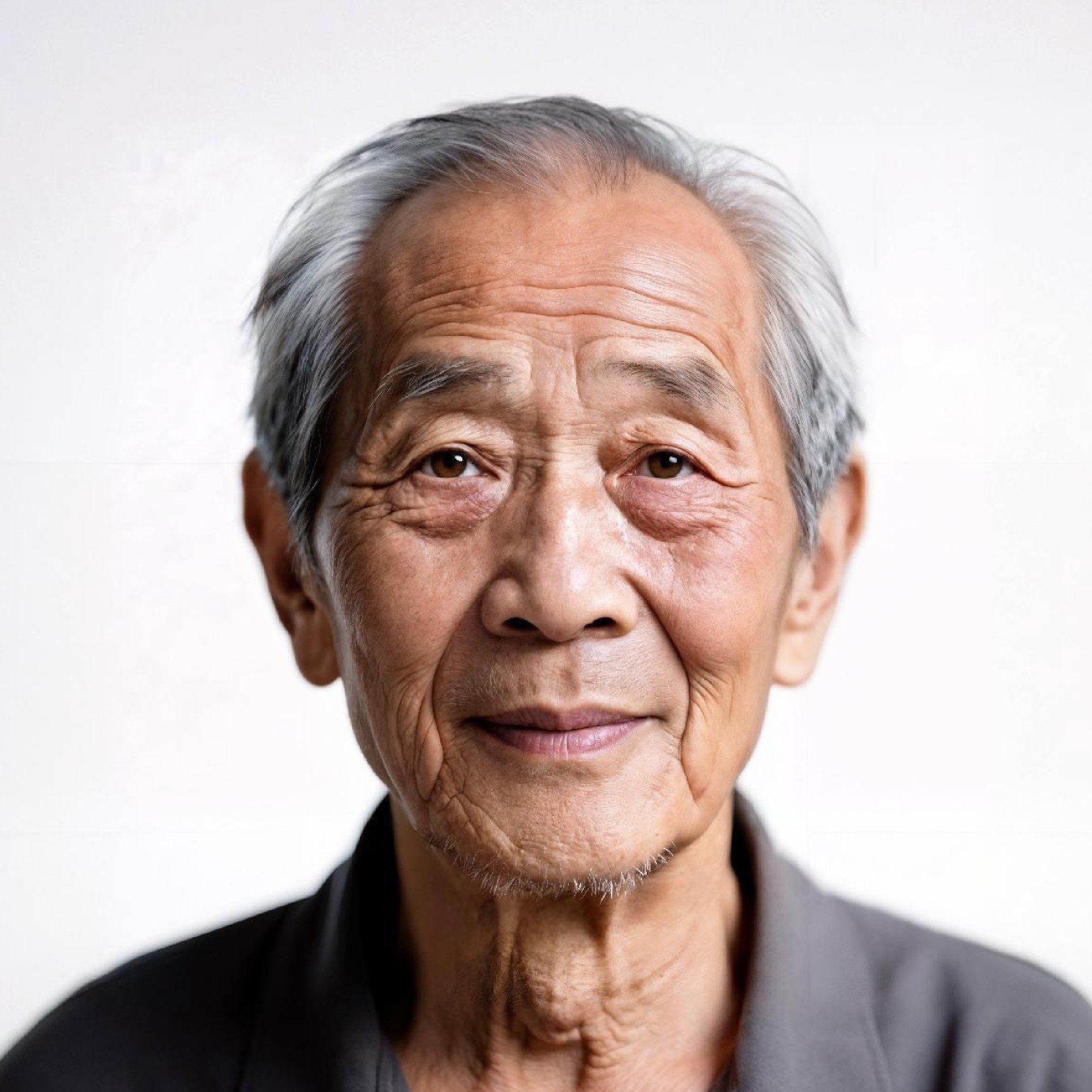Silver haired asian male