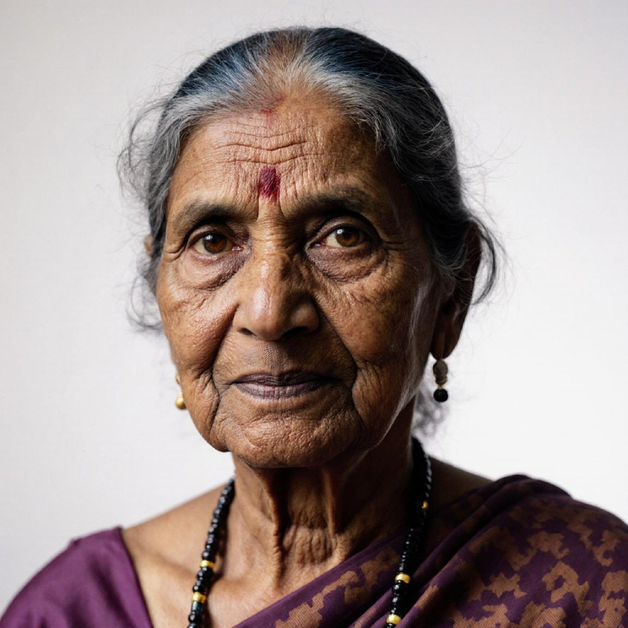 Silver haired indian female