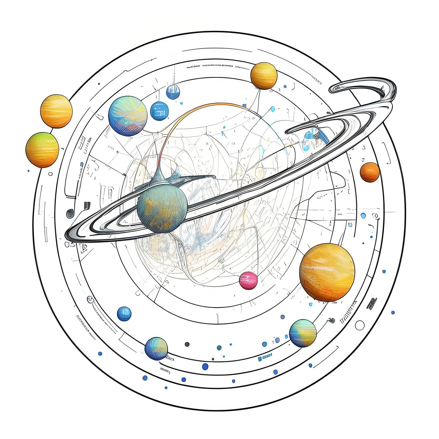 Sketch coloring planet tattoo