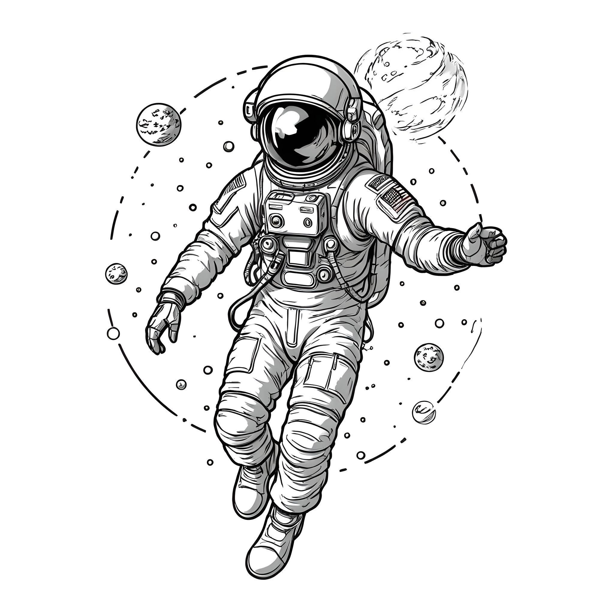 Sketch floating astronaut tattoo