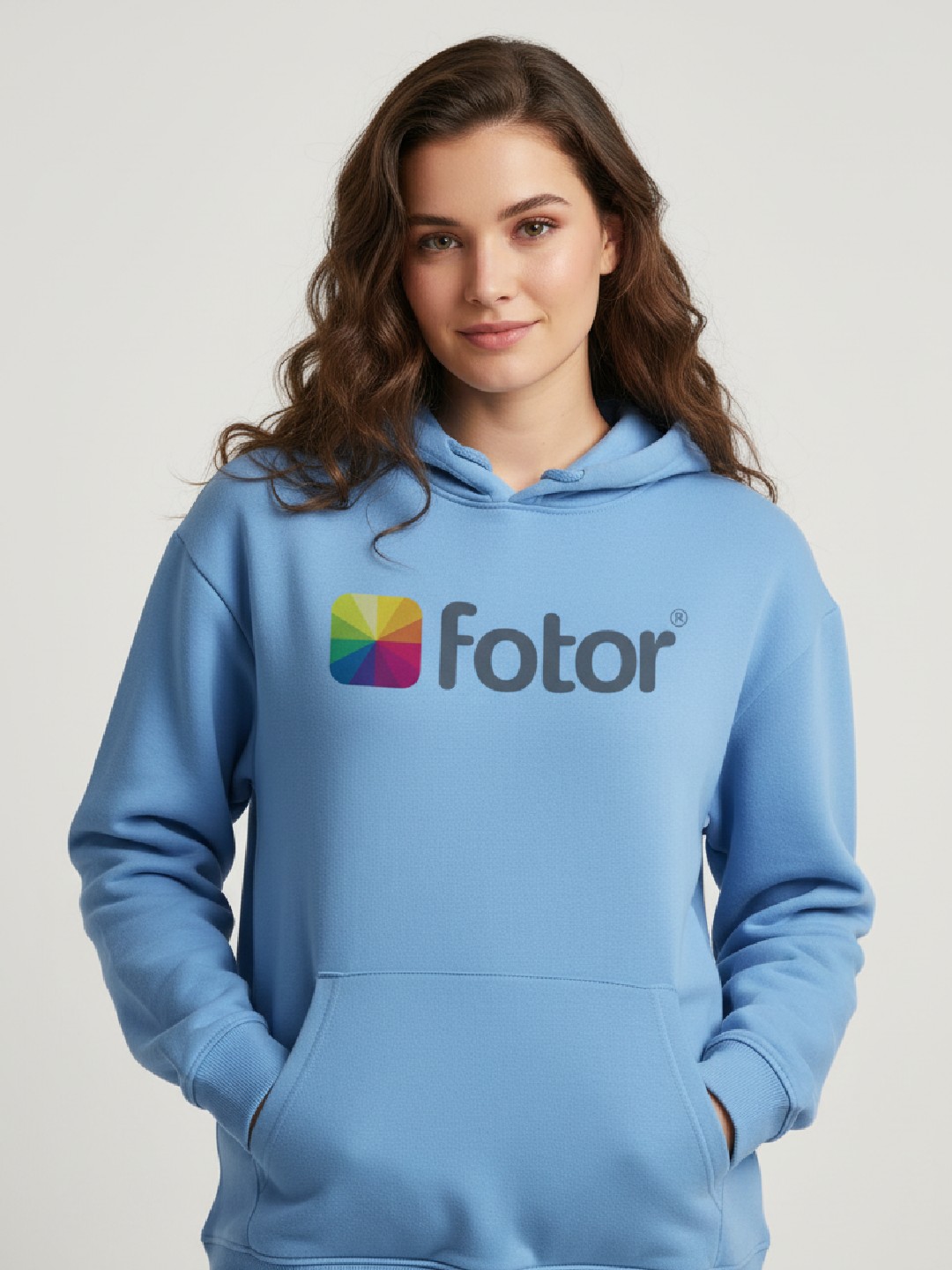 Hellblauer weicher Hoodie