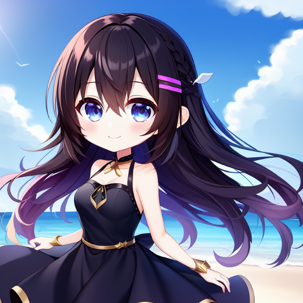 Smiling girl pngtuber with long hair