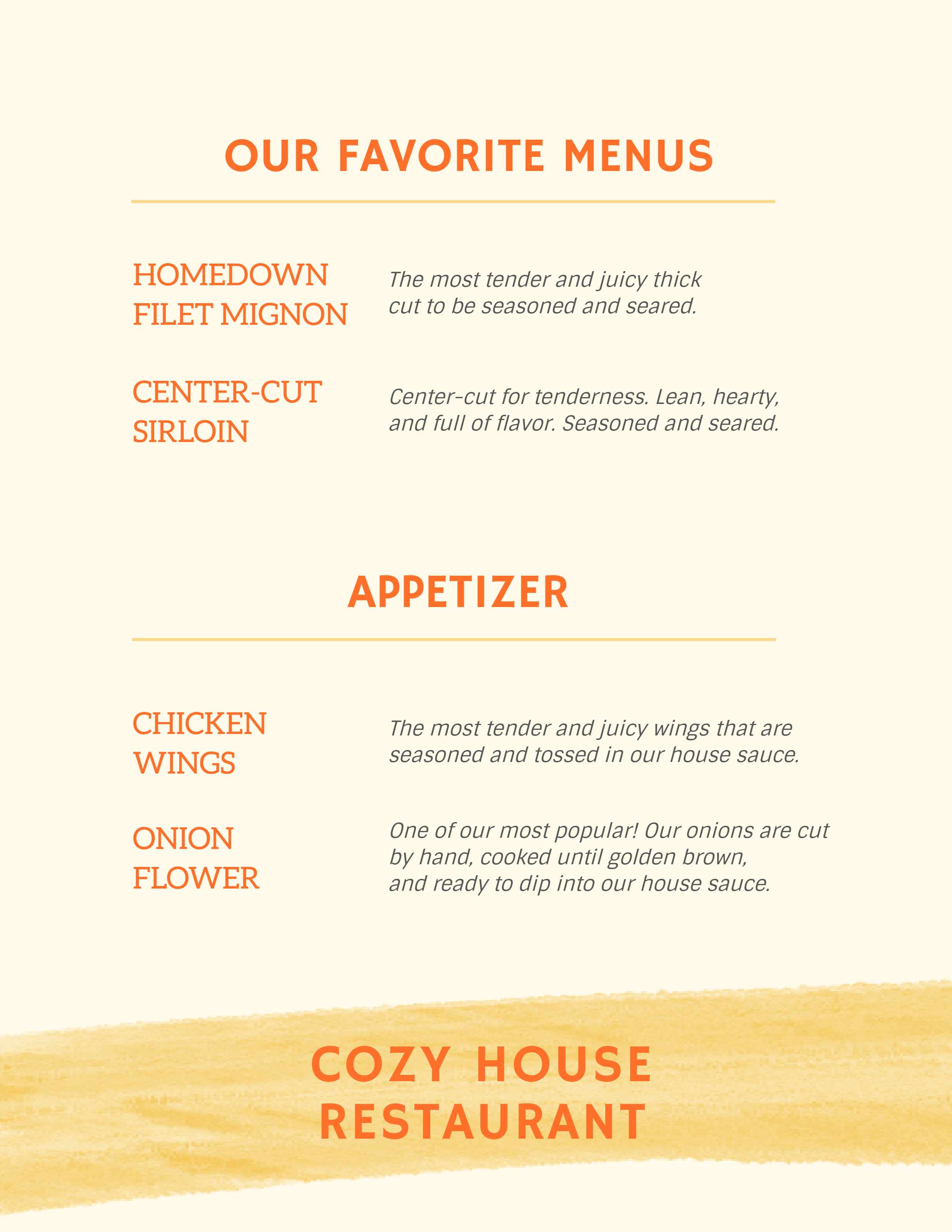 Traditional cozy Thanksgiving menu