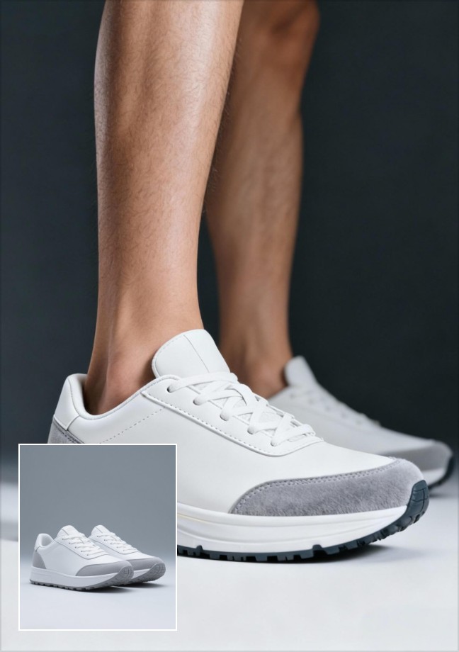 Virtually try on the white sportshoes