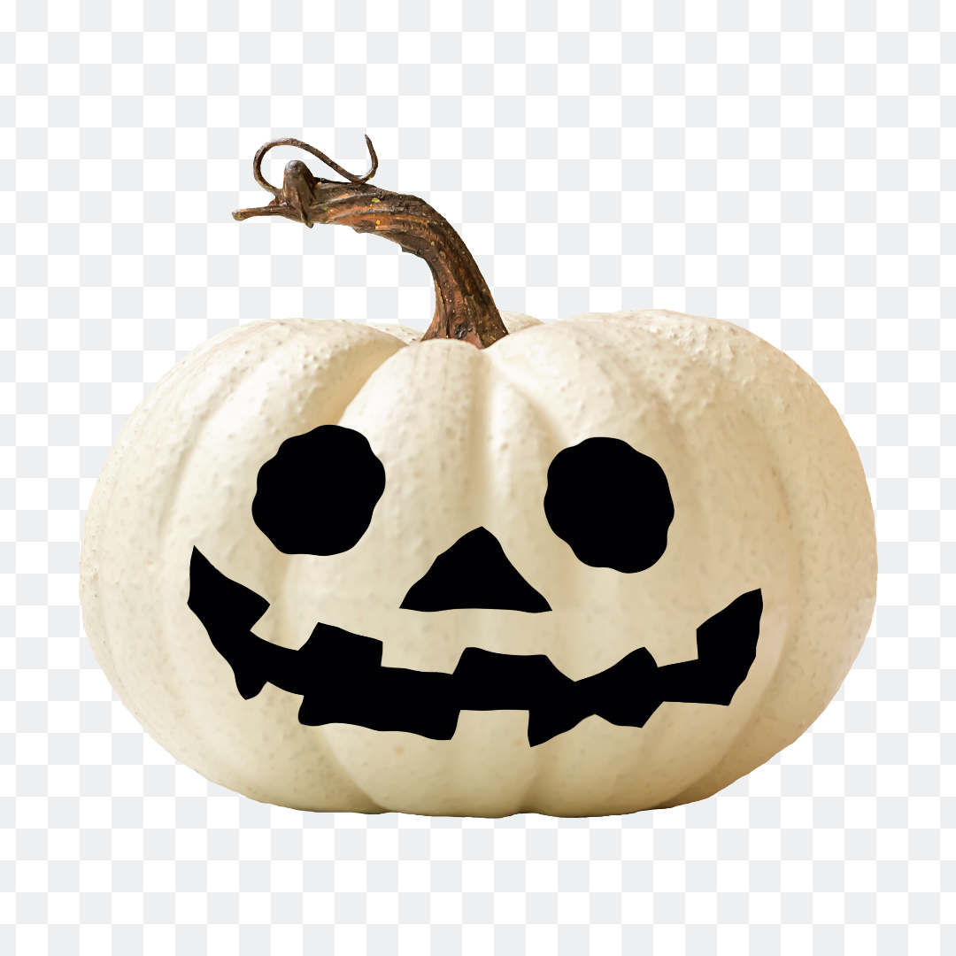 White and black pumpkin ghost png