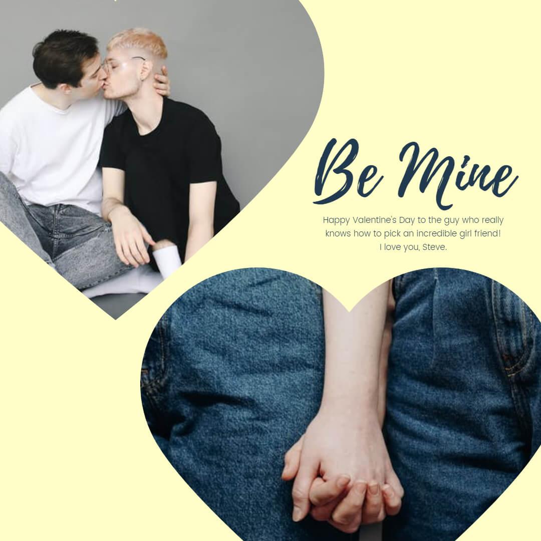 Yellow heart collage of kiss boys