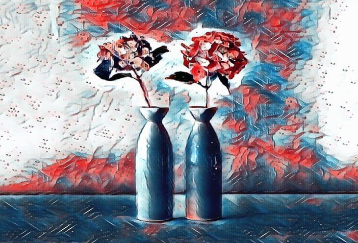 Ändern Sie das Foto der Vase in eine Zeichnung