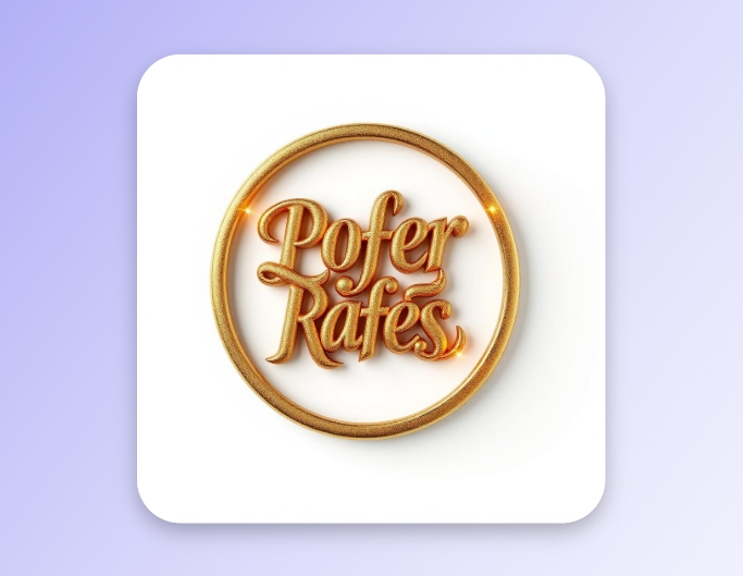 3d combination mark with pofer rafes golden text and a circle