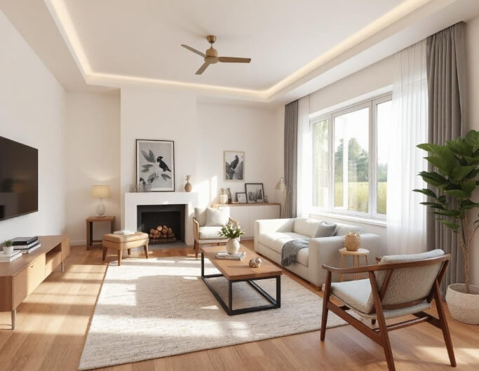 3d floor plan design of a living room for the real estate