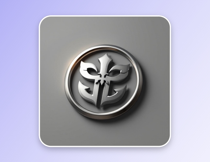 3d silver emblem logo on grey background