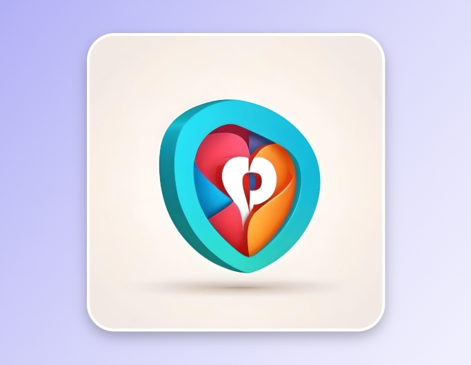 3d symbol with colorful and abstract heart
