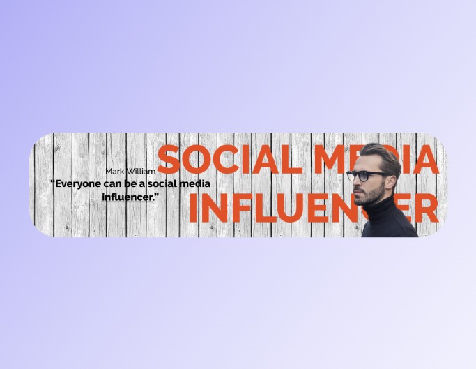 A male influencer linkedin banner with white wood background