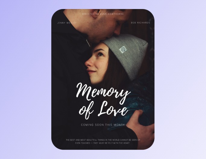 A man huging a woman love story movie poster template