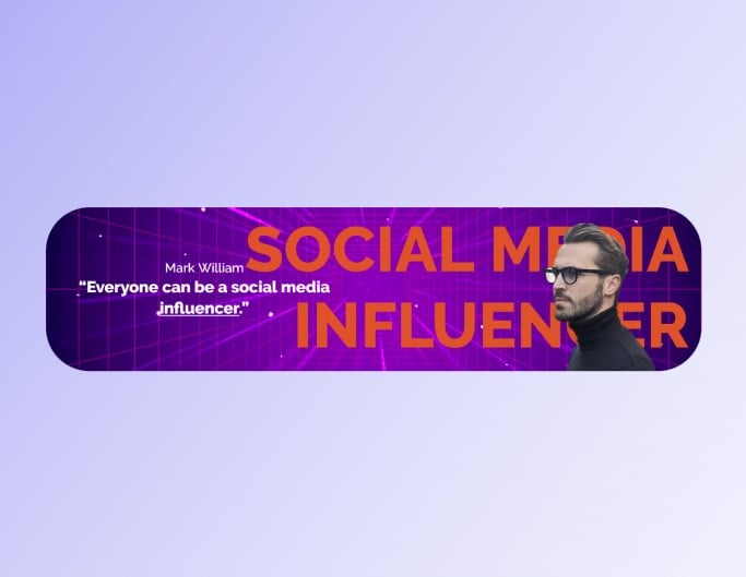 A social media influencer linkedin banner with digital background