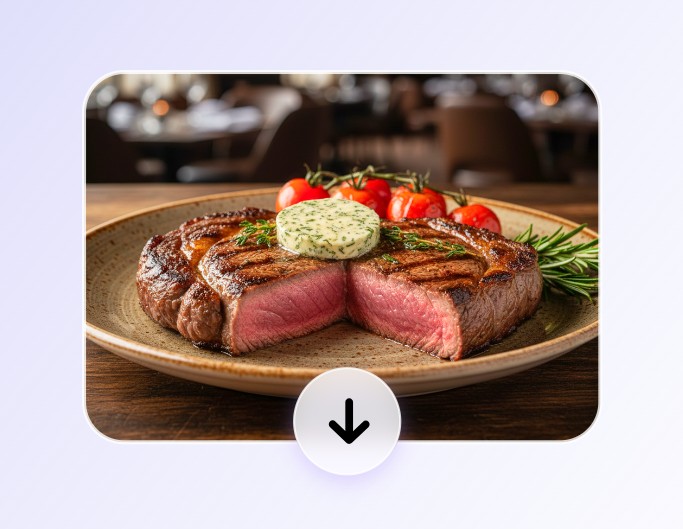 A step image describe downloading an AI generated food image