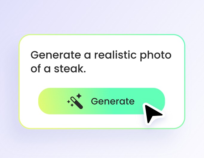 A step image to add text prompt to AI food image generator