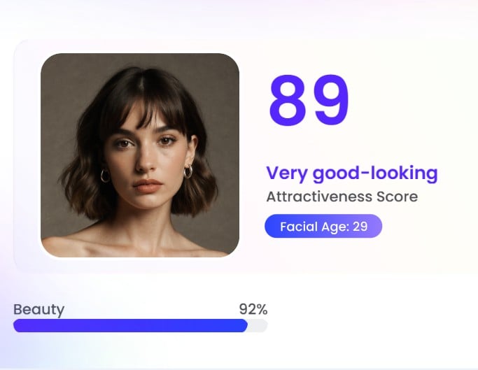 Schönheitsskala und Attraktivitätsbewertung im Fotor KI-Test