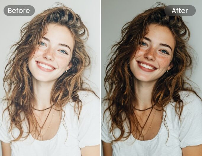 AI color enhancement to correctlighting and exposure for natural vibrant photo colors