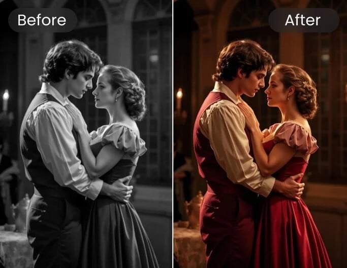 AI colorize black and white vintage photo